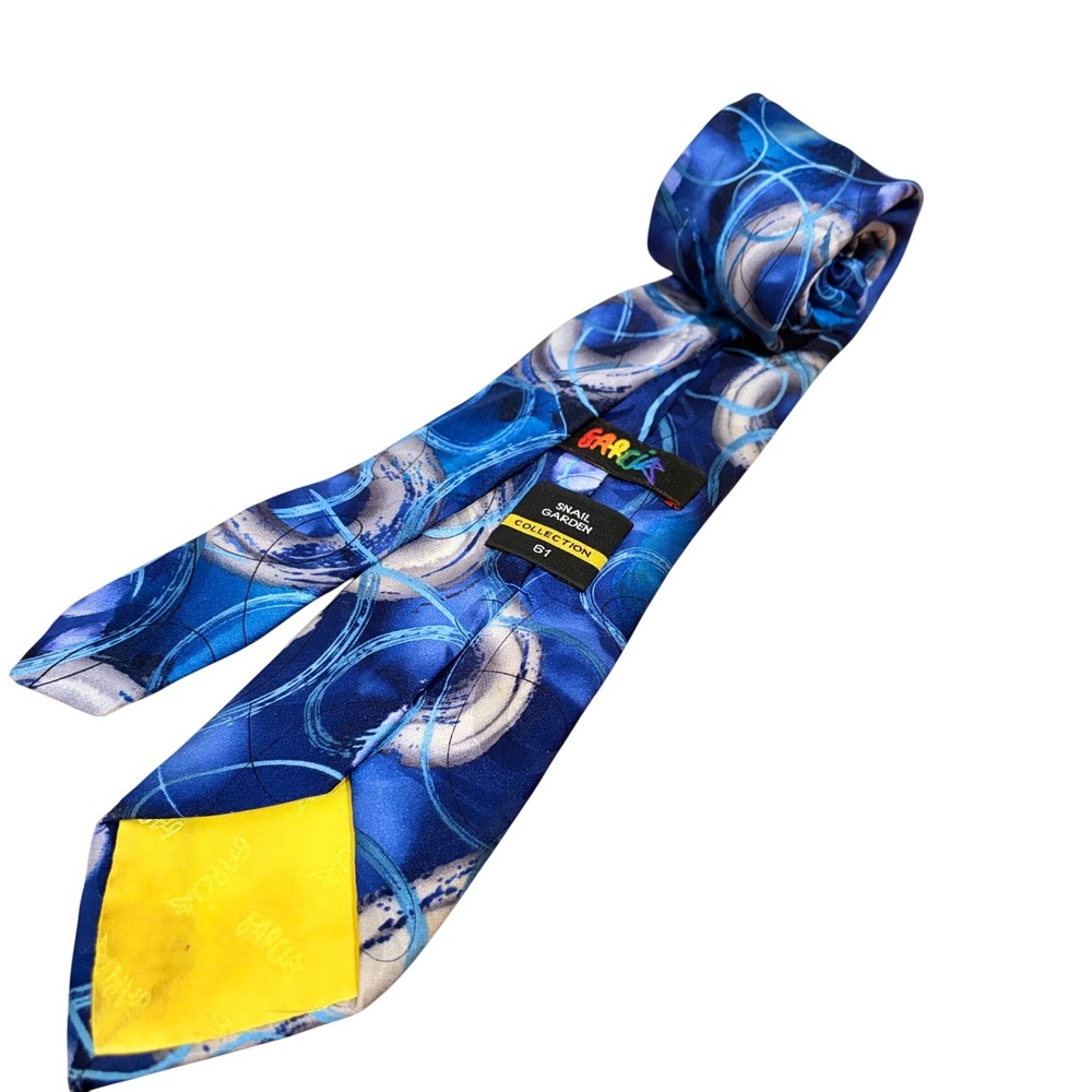 Jerry Garcia Snail Garden Collection 61 Blue Abstract Silk Necktie Mens Tie